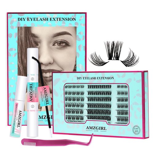 Lash Extension Kit Eyelash Clusters Individual Lashes Extensions Kits With Cluster Lashes Wispy, Lash Bond & Seal, Lash Remover,Applicator at Home Lash Extensions Kit(SMH01,C-Mix8-16mm kit)