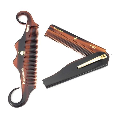 G.B.S Handmade Foldable All Purpose Comb Handle Bar Comb for Mustache Men’s Grooming Comb Made of Fine Tooth for Long lasting Style Beard & Hair Combo 2