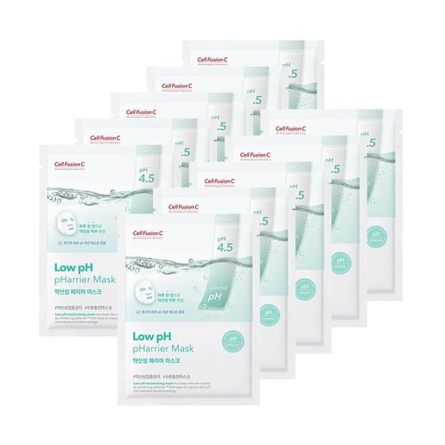 Cell Fusion C Low pH pHarrier Mask 10ea, Moisturizing & Soothing Sheet Mask for Damaged Skin, Panthenol and Ceramide to Build Skin Moisture Barrier