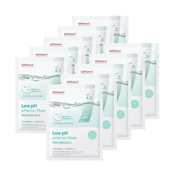 Cell Fusion C Low pH pHarrier Mask 10ea, Moisturizing & Soothing Sheet Mask for Damaged Skin, Panthenol and Ceramide to Build Skin Moisture Barrier