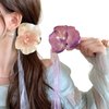 4 Pcs Artificial Flower Hair Clip With Ribbon, Simulated Butterfly Orchid Flower Bohemian Hawaiian Hairpin claw clip Headdress for Seaside Holiday, Birthday, Wedding Hair Accessories
