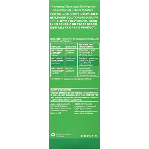 Opti-Free replenish solution for contact lenses 4 Fl oz