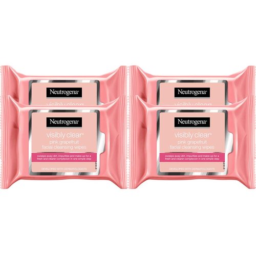 Neutrogena Visibly Clear Pink Grapefruit Cleansing Wipes (Quantity of 4)