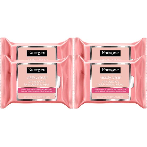 Neutrogena Visibly Clear Pink Grapefruit Cleansing Wipes (Quantity of 4)