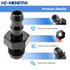 HZ-MONSTAR 6AN Male Flare to 3/8“ Hose Barb Straight Fitting Adapter, Aluminum Black Straight Swivel Hose Fitting Fuel Line Adapter on Barbed Pipe Connector Work for Fitting Fuel Line