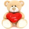 I Love You! 10'' Teddy Bear with Red Heart, Soft Plush Bear Doll Stuffed Animal Toys Valentines Day Decor Gifts for Her/Girlfriend Lover Mom Kids (Light Brown)