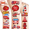 (96 PCS) Firefighter Fire Truck Fireman Temporary Tattoos Themed Birthday Party Decorations Favors Supplies Cute Tattoo Stickers For Children Boys Girls Games School Gifts Rewards Home Activity