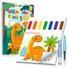 TECJOE Paint with Water Coloring Books for Toddlers, Dinosaur Series Watercolor Set with 3 Brushes, Mess Free Painting Activity for Kids Ages 4 5 6 7 8, Christmas Gifts Arts & Crafts Toy