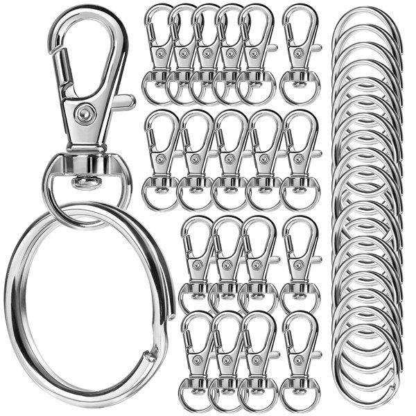 LEOBRO Keychain, 40PCS Key Rings and Keychain Clip, Key Chain Ring and Keychain Hooks, Keychain Rings for Crafts, Keychain Making Kit, Keychain Accessories, for DIY Arts and Crafts