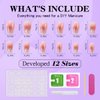 Mifoneix Bling Coffin Press on Nails Fake Nails Full coverage Medium fake gradient nails for women and girls (pink coffin shiny)12 Sizes 24 Pieces