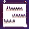 24Pcs Halloween French Tip Press on Nails Long Stiletto Purple False Nails with Cat Eyes Designs Extra Long Black Bat Fake Nails Glitter Acrylic Glue on Nails Glossy Nail Tips for Women Girls Cosplay