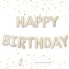 Cream Happy Birthday Balloons Banner, 16 Inch Mylar Foil Letters Birthday Sign Banner, Cream Reusable Birthday Balloons for Women, Men, Boys Girls Birthday Decorations Birthday Party Supplies