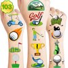 103 PCS Golf Ball Club Temporary Tattoos Themed Birthday Party Decorations Favors Supplies Decor Cute Sports Par-Tee Time Tattoo Stickers Gifts For Boys Girls Class Prizes Rewards Cartoon