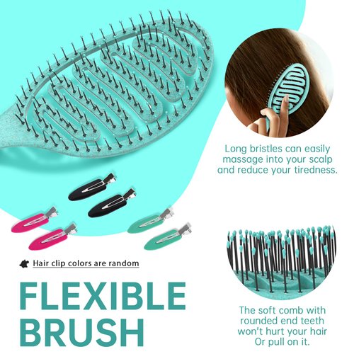 Daily Gard Detangling Brush, Dry and Wet Vented Detangler Hair Brush for Women and Men, Paddle Quick Drying Hairbrush for Wet/Dry/Curly/Thick/Long/Wavy/Damaged Hair, Green