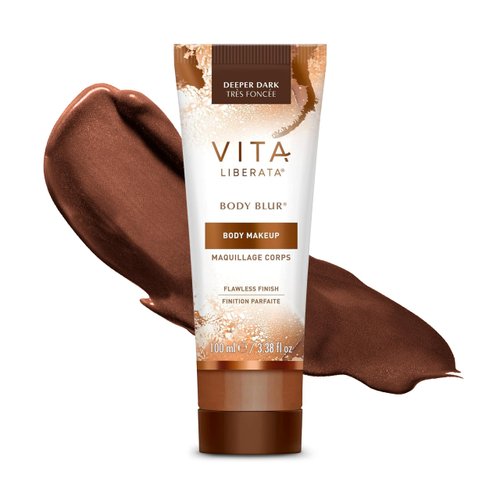 Vita Liberata Body Blur - Deeper Dark, Skin Perfecting Leg & Body Makeup, Wash Off Instant Tanner, Radiant Glow & Flawless Finish, 3.38 fl oz