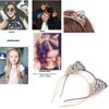 Bnikion Cat Ears Headband Rhinestone Cat Headbands Crystal Hair Hoop Women Party Headdress Cosplay Costume Headwear Halloween Makeup Handmade Headpiece Hair Band Hair Accessories 3 Pack
