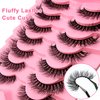 7 Pairs Cat-Eye Lashes Flu-ffy 15mm Fox Eye Lashes Curly Volume Eyelashes Faux Mink Lashes that Look Like Extensions Lashes Wispy False Eyelashes Natural Look(Z03)