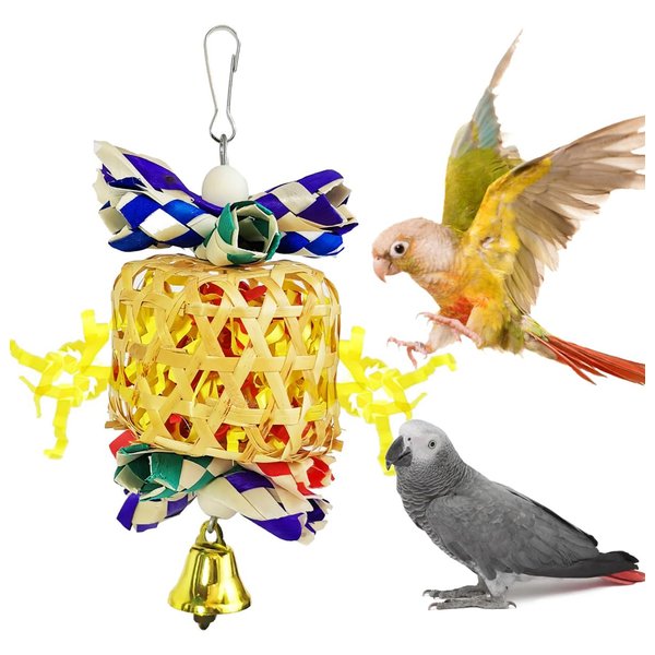 Hyamass Bird Chewing Toys, Foraging Shredder Bird Toys, Bird Hanging Cage Climbing Foot Toys with Bell for Parrots Conures, Love Birds, Budgie, Small Parrots