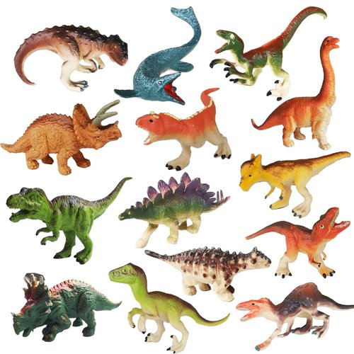 14 Pcs Figures Toys Realistic Mini Dinosaurs Animal Figurines, Plastic Learning Educational Playset Animal Themed Party Supplies Cake Topper Ornaments for Easter Egg Birthday Christmas
