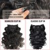 Body Wave Seamless Clip in Hair Extensions Human Hair, 12 Inch 80g 7pcs Natural Black Human Hair Clip in Extensions, Invisible PU Skin Weft Natural Remy Human Hair Extensions for Women Full Head