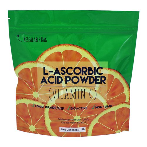 Duda Energy L-Ascorbic Acid Powder 99+% Food Grade USP36/BP2012 Naturally Fermented Pure White Crystals Form of Vitamin C, 1 lb.