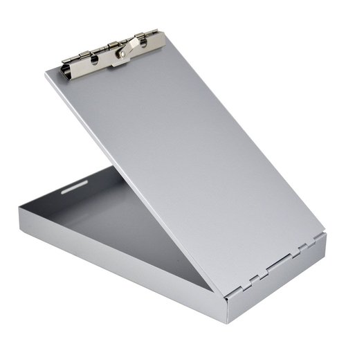 Saunders Silver Memo Size Aluminum Redi Rite Storage Clipboard with 1 Inch Storage Compartment and Self Locking Latch - Form Holder Perfect for Contractors, Truckers, and Office Use
