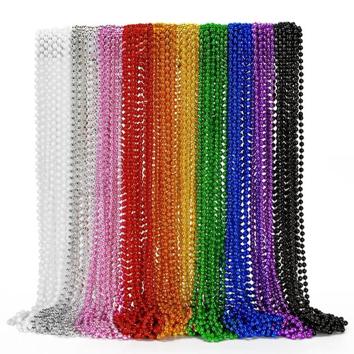 72PCS Mardi Gras Beads, Metallic 10 Kinds Bead Necklace Party Favors, 33&quot; Mardi Gras Necklace Wom...