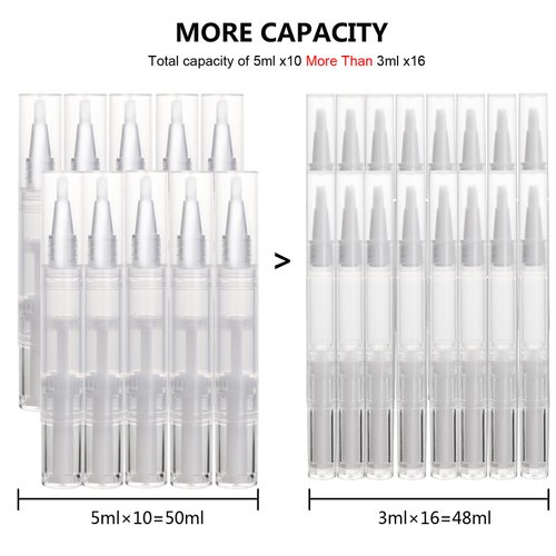 UPZIGS 10 ps 5ml Empty Cuticle Oil Pen, Nail Oil Twist Pen with Brush, Eyelash Growth Liquid Tube, Cosmetic Lip Gloss Container