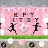 kreat4joy Soccer Birthday Decorations for Girls, Pink Soccer Happy Birthday Decorations Backdrop Banner Cake Cupcake Toppers Balloons for Girl Sports Football Theme Birthday Party Supplies