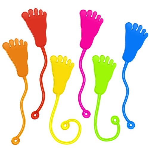 Sticky Hands Bulk 24PCS Kids Party Favors Foot Shape Stretchy Sticky Hand Fidget Toys Kids Easter Basket Stuffers Birthday Goodie Bag Stuffers Treasure Box Toys for Classroom Prizes Party Supplies
