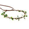 KorViSHOW Handmade White Flower Crown Fairy Wreath Women Girls Flower Headband for Bridal Weeding Headdress Fairy Green Leaf Headpiece Cosplay Photo Prop