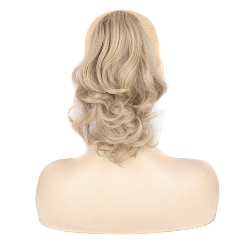 Vieuinaux Color Mixed ponytail extensions,Fake Claw Clip Ponytails Hair Extension 12in Curly 3.5OZ Hair pieces Wig Synthetic Fluffy¬ Tangled (16M613)