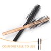 Healeved Small Round Hair Brush for Blow Drying Small Round Brush with Wood Handle and Nylon Bristles Curling Brush Hair Styling Brush for Short Hair Bangs and Men's Beards