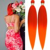 Red Orange Braiding Hair Pre stretched,Pre stretched Kanekalon Synthetic Braiding Hair Extensions for Braids