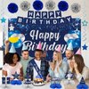 Trgowaul Happy Birthday Decorations for Men Women, 22 PCS Blue Birthday Set, Navy Blue Birthday Banner Backdrop, Honeycomb Balls&Hanging Swirl, Birthday Party Decorations Supplies for Boys Girls