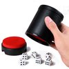 TUZAMA Dice Cup Leather Set with Lid, Felt-Lined PU Leather Quiet Shaker for Yahtzee Farkle Dice Board Games, Set of Six 16mm Dice Included