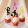 Ercadio 24Pcs Halloween Witch Cupcake Toppers Glitter Colorful Witch Cupcake Picks for Halloween Theme Baby shower Kids Birthday Party Supplies