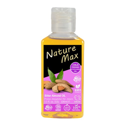 (1Pack = 3.38 oz / 100 ml) Nature Max Bitter Almond Oil Natural Undiluted Pure For Hair Skin Care Skincare Facial Body & Cold Pressed Premium زيت اللوز المر