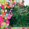 158Pcs Tropical Balloon Arch Garland Kit, Hawaiian Luau Aloha Flamingo Summer Beach Party Decorations Green Pink Orange Confetti Balloons Palm Leaves