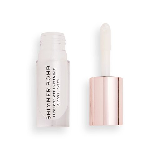 Revolution Shimmer Bomb Lip Gloss, Lip Tint Infused With Vitamin E, Shimmery Finish, Comes In 6 Colors, Light Beam