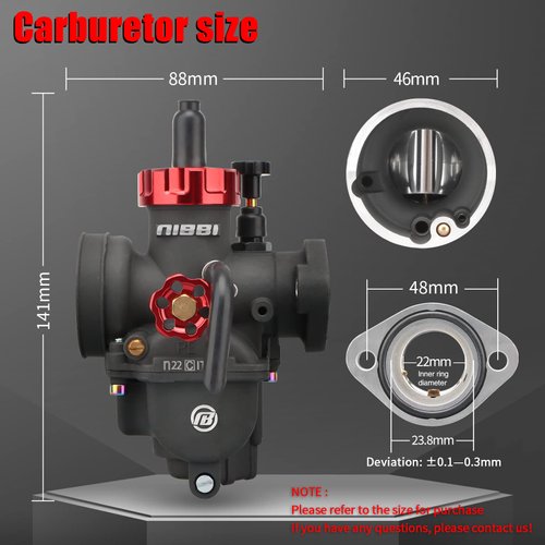 NIBBI PE22 Carburetor with 48mm Air Filters Kit,PE22mm FL Motorcycle Carb Fit for 110cc 125cc 130cc Dirt Bike Pit Bike Apollo TaoTao Lifan Kayo Honda SSR Motor