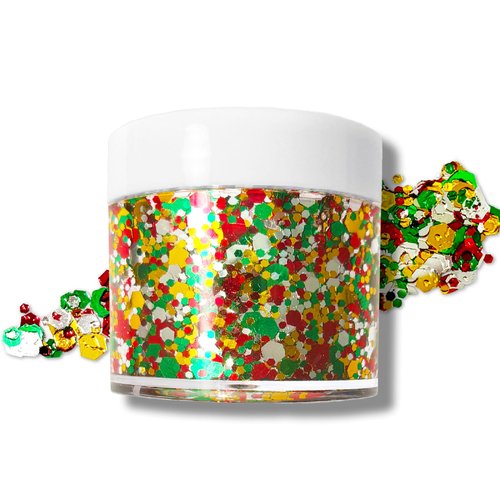 Christmas Glitter Gel for Body, Face, Hair and Lip, Color Changing Glitter Gel Under Light (Christmas)