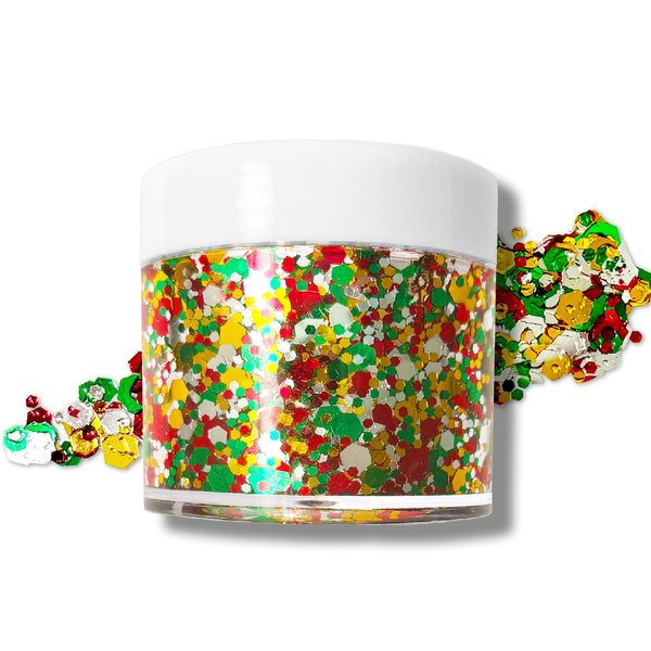 Christmas Glitter Gel for Body, Face, Hair and Lip, Color Changing Glitter Gel Under Light (Christmas)