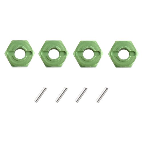 GDOOL 12mm Hex Wheel Hub Mount, Aluminum 7mm Thick with 2x10mm Stub Axle Pins for 1/10 Slash 4x4 & HQ 727 RC Cars Replacement Upgrade Parts (Green)(Set of 4)