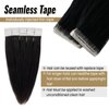 16inch Tape in Hair Extensions Human Hair #1 Black Silky Straight 100% Real Human Hair Extensions 20pcs 50g/Pack Tape in Hair Extensions for Women