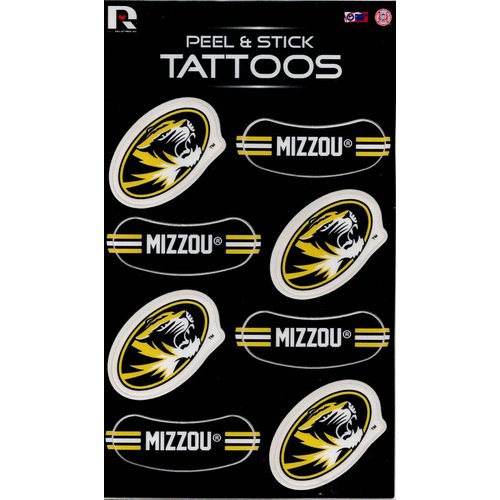 Rico Industries NCAA Missouri Tigers Vertical Tattoo Peel & Stick Temporary Tattoos - Eye Black - Game Day Approved!