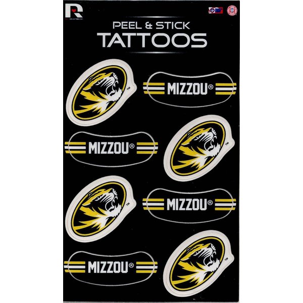 Rico Industries NCAA Missouri Tigers Vertical Tattoo Peel & Stick Temporary Tattoos - Eye Black - Game Day Approved!