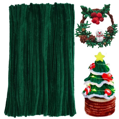 180 Pieces Pipe Cleaners Chenille Stem, Craft Pipe Cleaners, 11.8inch Christmas Pipe Cleaners Chenille Stems for DIY Art Crafts Decorations Supplies (Green)