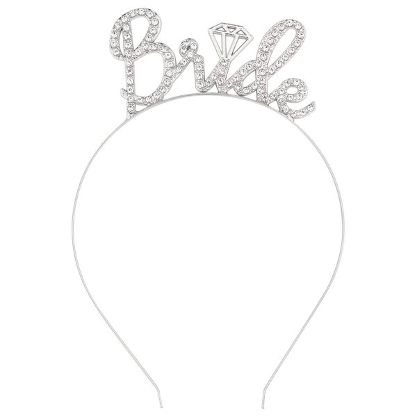 Casoty Bride Headband, Silver Bride Tiara, Bride To Be Headband, Rhinestone Bachelorette Headband,Bridal Shower Headband for Wedding Party, Bridal Headpiece Bridal Shower Gift