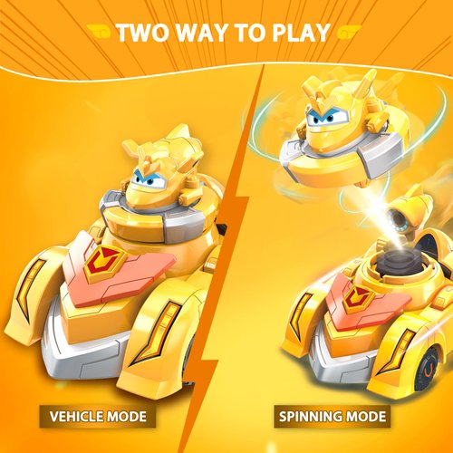 Super Wings Race Car Toys, 5 in Golden Boy Spinning Tops and Race Car Toys for Kids, 2-in-1 Mode Vehicle Toys Cars for 3 4 5 6 7 8 Year Old Boys